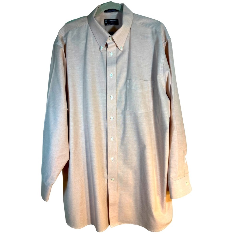 NWOT Stafford Essentials Cotton Blend Dress Shirt. Light Peach Color.